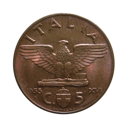 5 centesimi 1938 Impero - Roma - Vittorio Emanuele III - Regno d'Italia - FDC - immagine 2