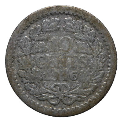 10 centesimi 1916 - Guglielmina - Paesi Bassi - MB-BB - immagine 2