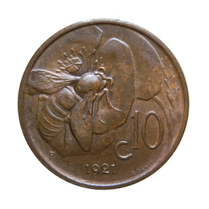 10 centesimi 1921 Ape - Roma - Vittorio Emanuele III - Regno d'Italia - SPL+ - immagine 2