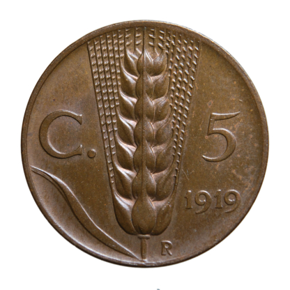 5 centesimi 1919 Spiga - Roma - Vittorio Emanuele III - Regno d'Italia - qFDC - immagine 2