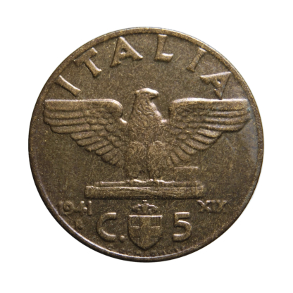 5 centesimi 1941 XIX Impero - Roma - Vittorio Emanuele III - Regno d'Italia -SPL - immagine 2