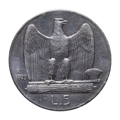 5 lire 1929 ** Aquilotto - Roma - Vittorio Emanuele III - Regno d'Italia - BB - immagine 2