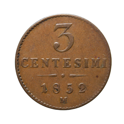3 centesimi 1852 - Francesco Giuseppe I d'Asburgo Lorena - Milano - BB - immagine 2