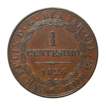 1 centesimo 1826 - Torino - Carlo Felice - Casa Savoia - qSPL