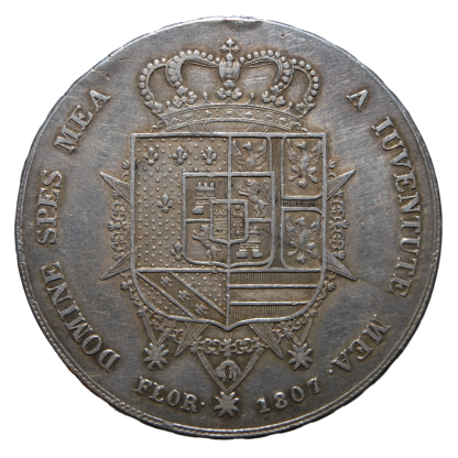 Dena 1807 II tipo - Firenze - Carlo Ludovico di Borbone -Regno d'Etruria- BB/BB+ - immagine 2