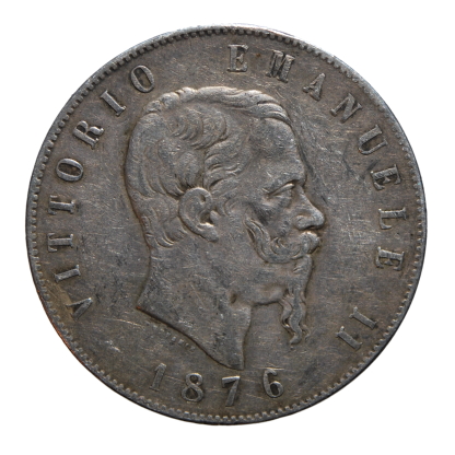5 Lire 1876 II tipo - Roma - Vittorio Emanuele II - Regno d'Italia - BB