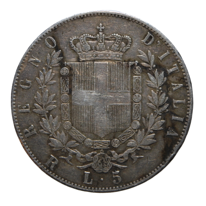 5 Lire 1876 II tipo - Roma - Vittorio Emanuele II - Regno d'Italia - BB - immagine 2