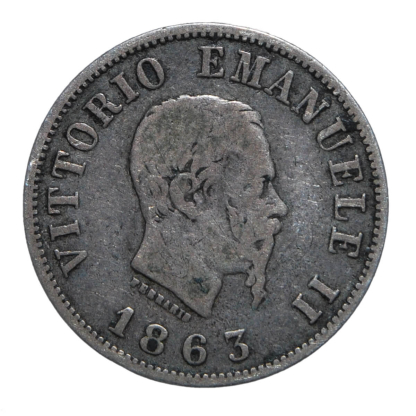 50 centesimi 1863 Stemma - Milano - Vittorio Emanuele II - Regno d'Italia - MB+