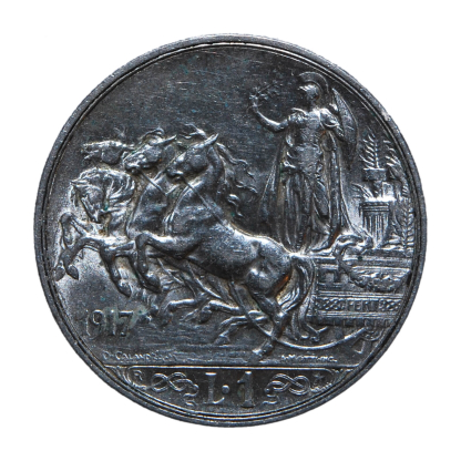 1 Lira 1917 Quadriga briosa - Roma - Vittorio Emanuele III - Regno d'Italia -BB+ - immagine 2