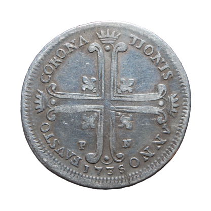 6 Tarì 1735 Incoronazione - Palermo - Carlo di Borbone - Regno Sicilia - MB+/BB - immagine 2