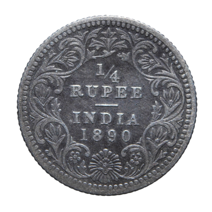 1/4 di rupia 1890 - Calcutta - Vittoria - India britannica - MB+/BB - immagine 2