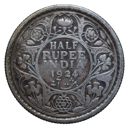 1/2 rupia 1924 - Giorgio V - India britannica - MB-BB - immagine 2