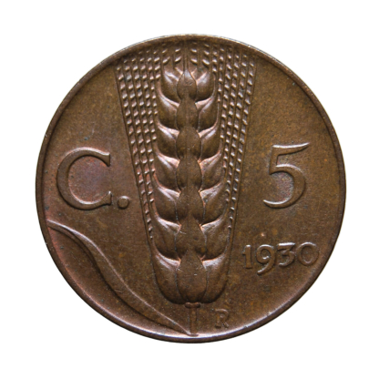 5 centesimi 1930 Spiga - Roma - Vittorio Emanuele III - Regno d'Italia - FDC - immagine 2